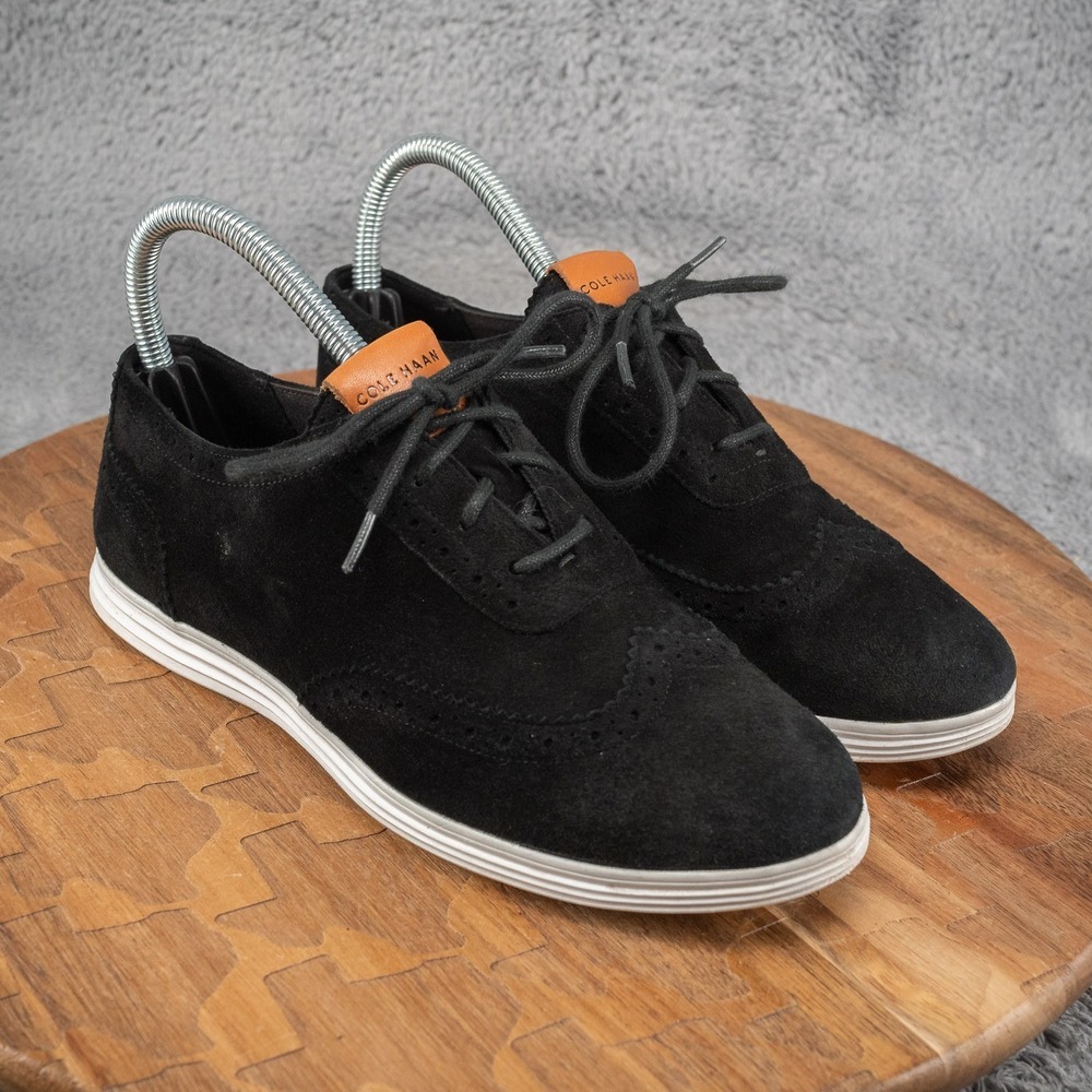 Womens 7 B Cole Haan Misha Grand Black Suede Oxfords‎ Office Summer